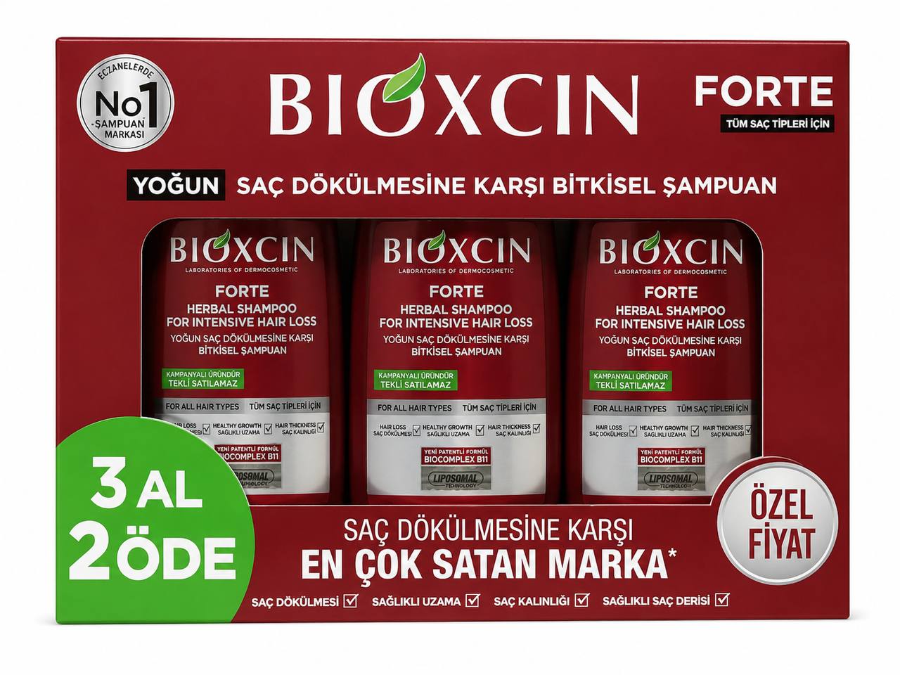Bioxcin Forte шампоан против силен косопад – комплект 3 броя