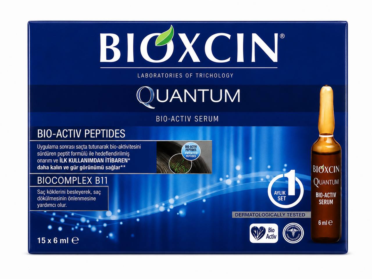 Bioxcin Quantum серум против косопад с биоактивни пептиди 15 ампули × 6 мл