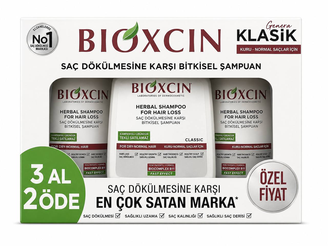 Bioxcin Genesis Klasik билков шампоан против косопад – комплект 3 броя